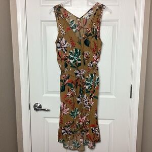 A New Day Sz Large Tropical Sleeveless V Neck Faux Wrap Dress